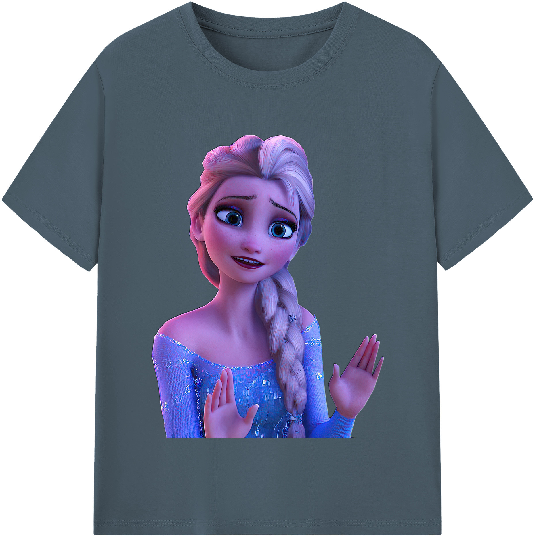 （画像用） アナと雪の女王 アンナ エルサ Frozen Anna Elsa 綿100％半袖Tシャツ（フロントプリント）